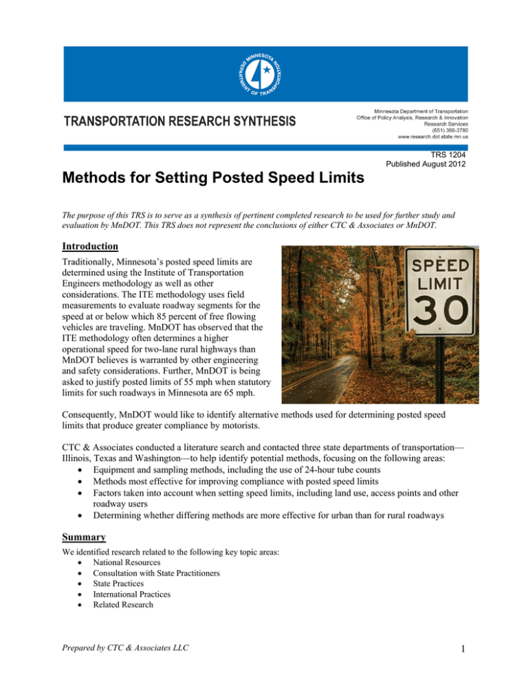 Methods For Setting Posted Speed Limits