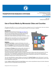 Use of Social Media by Minnesota Cities and Counties