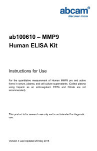 ab100610 – MMP9 Human ELISA Kit Instructions for Use