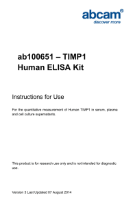 ab100651 – TIMP1 Human ELISA Kit Instructions for Use