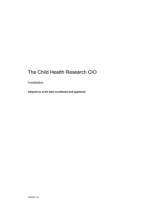 The Child Health Research CIO Constitution