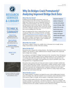 RESEARCH SERVICES &amp; LIBRARY Why Do Bridges Crack Prematurely?