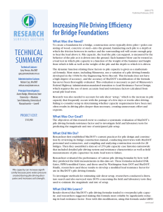 RESEARCH Increasing Pile Driving Efficiency for Bridge Foundations