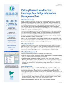 TECHNICAL RESEARCH Putting Research into Practice: Creating a New Bridge Information