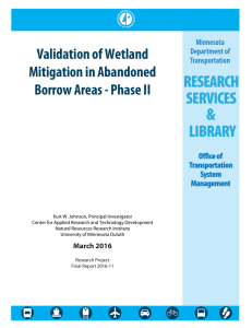 Validation of Wetland Mitigation in Abandoned Borrow Areas - Phase II