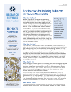 RESEARCH SERVICES Best Practices for Reducing Sediments in Concrete Wastewater