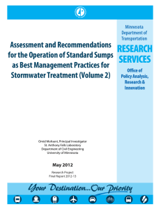 Assessment and Recommendations for the Operation of Standard Sumps