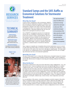 RESEARCH SERVICES Standard Sumps and the SAFL Baffle as Economical Solutions for Stormwater