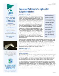 TECHNICAL Improved Automatic Sampling for Suspended Solids What Was the Need?