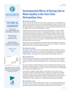 TECHNICAL RESEARCH Environmental Effects of Deicing Salt on