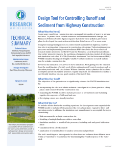 TECHNICAL RESEARCH Design Tool for Controlling Runoff and Sediment from Highway Construction