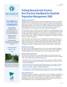 Technical Putting Research into Practice: Best Practices Handbook for Roadside Vegetation Management 2008