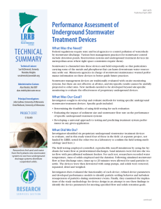 TECHNICAL Performance Assessment of Underground Stormwater Treatment Devices