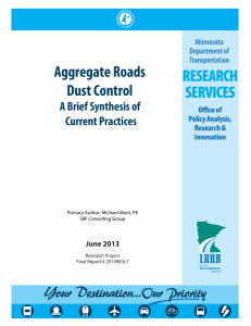 Aggregate Roads Dust Control  A Brief Synthesis of