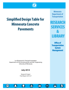 Simplified Design Table for Minnesota Concrete Pavements