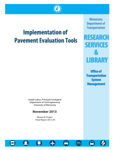 Implementation of Pavement Evaluation Tools  November 2013