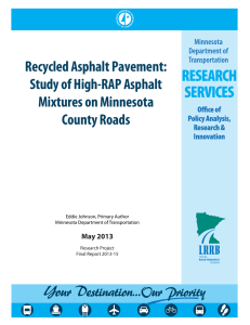 Recycled Asphalt Pavement: Study of High-RAP Asphalt Mixtures on Minnesota County Roads