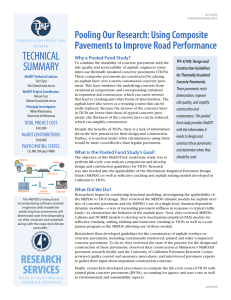 TECHNICAL SUMMARY Pooling Our Research: Using Composite Pavements to Improve Road Performance