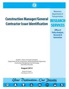 Construction Manager/General Contractor Issue Identification