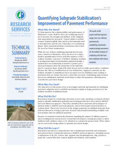 RESEARCH SERVICES Quantifying Subgrade Stabilization’s Improvement of Pavement Performance