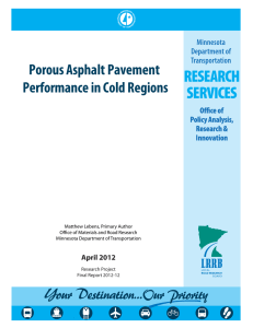 Porous Asphalt Pavement Performance in Cold Regions