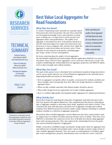 RESEARCH SERVICES Best Value Local Aggregates for Road Foundations