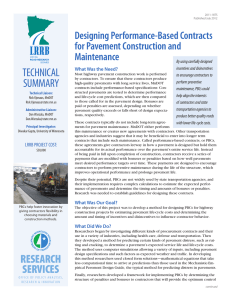 TECHNICAL SUMMARY Designing Performance-Based Contracts for Pavement Construction and