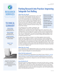 RESEARCH SERVICES Putting Research into Practice: Improving Subgrade Test Rolling