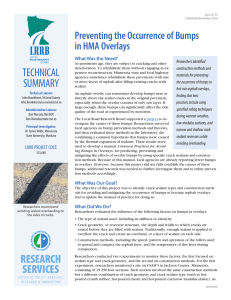 TECHNICAL Preventing the Occurrence of Bumps in HMA Overlays What Was the Need?