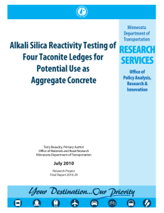 Alkali Silica Reactivity Testing of Four Taconite Ledges for Potential Use as