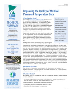 TECHNICAL Improving the Quality of MnROAD Pavement Temperature Data What Was the Need?