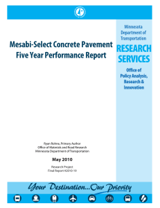 Mesabi-Select Concrete Pavement Five Year Performance Report