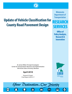 Update of Vehicle Classification for County Road Pavement Design