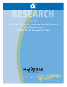 Sixty-Year Design Concrete Pavement-Performance Model Development: MnROAD Cell 53 Construction Report 2009-31
