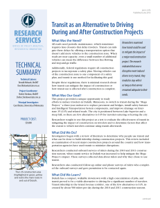 RESEARCH SERVICES Transit as an Alternative to Driving During and After Construction Projects