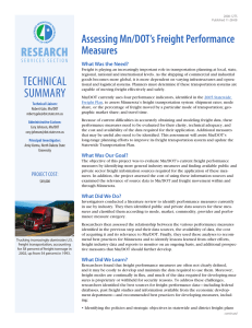 RESEARCH Assessing Mn/DOT’s Freight Performance Measures