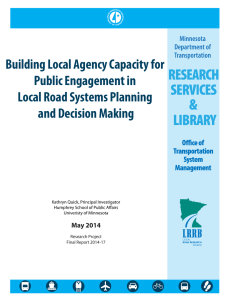 Building Local Agency Capacity for Public Engagement in Local Road Systems Planning