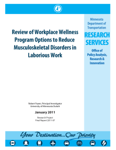 Review of Workplace Wellness Program Options to Reduce Musculoskeletal Disorders in Laborious Work