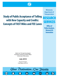 Study of Public Acceptance of Tolling with New Capacity and Credits:
