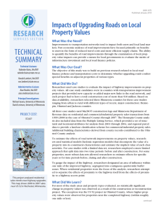 RESEARCH Impacts of Upgrading Roads on Local Property Values