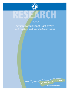 Advanced Acquisition of Right-of-Way: Best Practices and Corridor Case Studies 2009-07