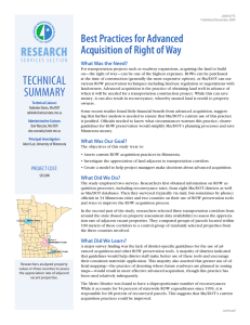 RESEARCH Best Practices for Advanced Acquisition of Right of Way