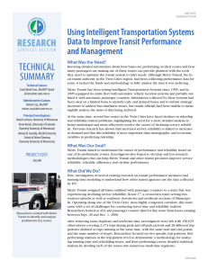 Technical ReseaRch Using Intelligent Transportation Systems Data to Improve Transit Performance