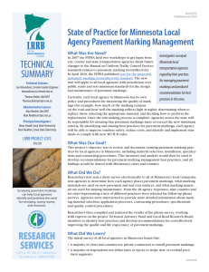 TECHNICAL State of Practice for Minnesota Local Agency Pavement Marking Management