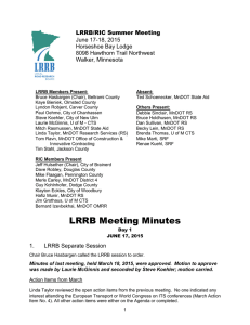 LRRB/RIC Summer Meeting June 17-18, 2015 Horseshoe Bay Lodge