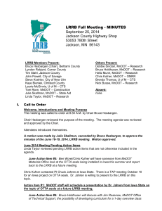 LRRB Fall Meeting - MINUTES September 25, 2014 Jackson County Highway Shop