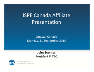 d ff l ISPE Canada Affiliate  Presentation