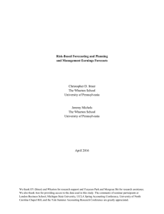 Risk-Based Forecasting and Planning and Management Earnings Forecasts  Christopher D. Ittner