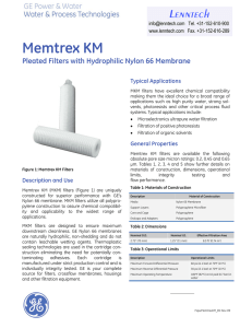Memtrex KM Lenntech Pleated Filters with Hydrophilic Nylon 66 Membrane