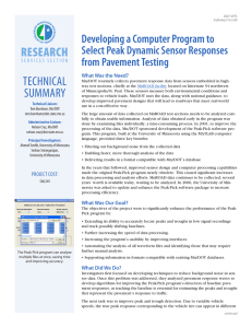 Technical ReseaRch Developing a Computer Program to Select Peak Dynamic Sensor Responses